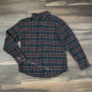 L.L. Bean Men's Scotch Plaid Flannel Shirt - Traditional Fit- Grey/Red - Sz M